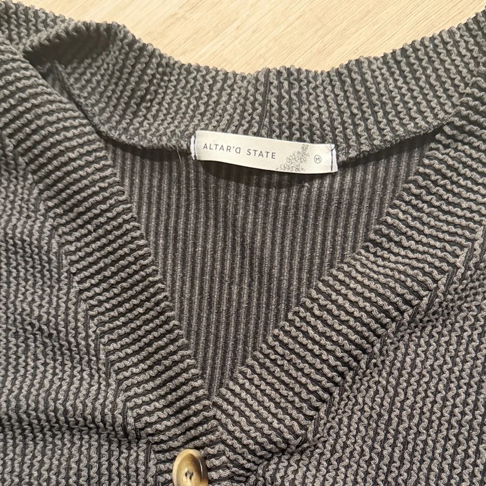 Altar'd State Charcoal Button-Up Cardigan - Picture 3 of 4